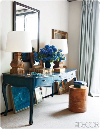 peacock blue desk elle decor